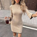 Farbblock-Trim Longsleeve-Kleid