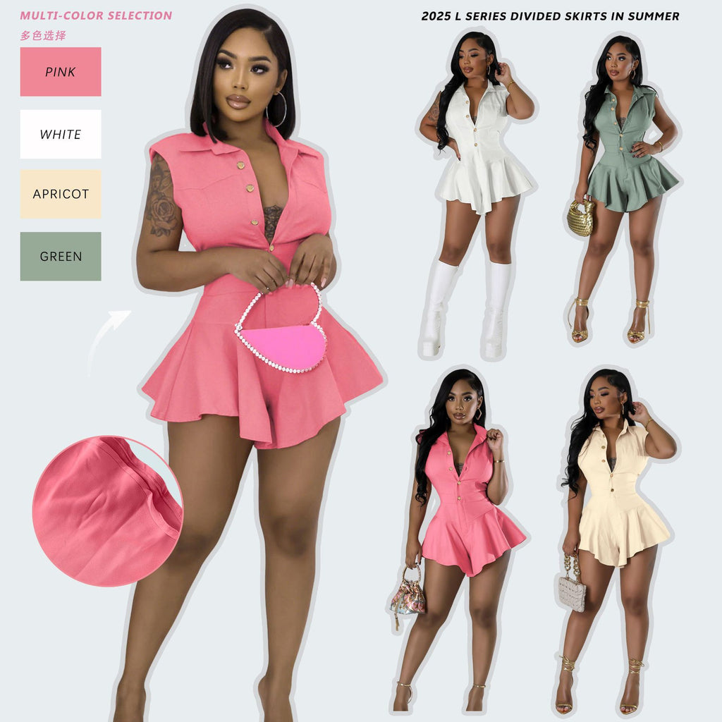 Ärmelloser Jumpsuit mit Knopfleiste – Bild 6 | LuxeStyle