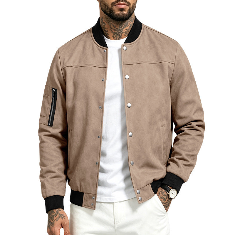 Herren Wildleder-Look Stehkragenjacke