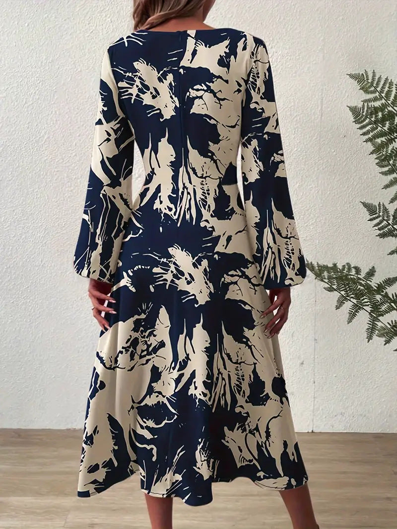 Elegantes V-Neck Maxikleid mit Print