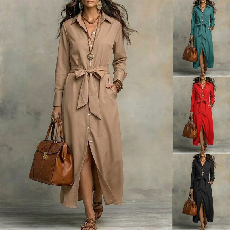 Elegantes Langarm-Kleid mit Schnürung