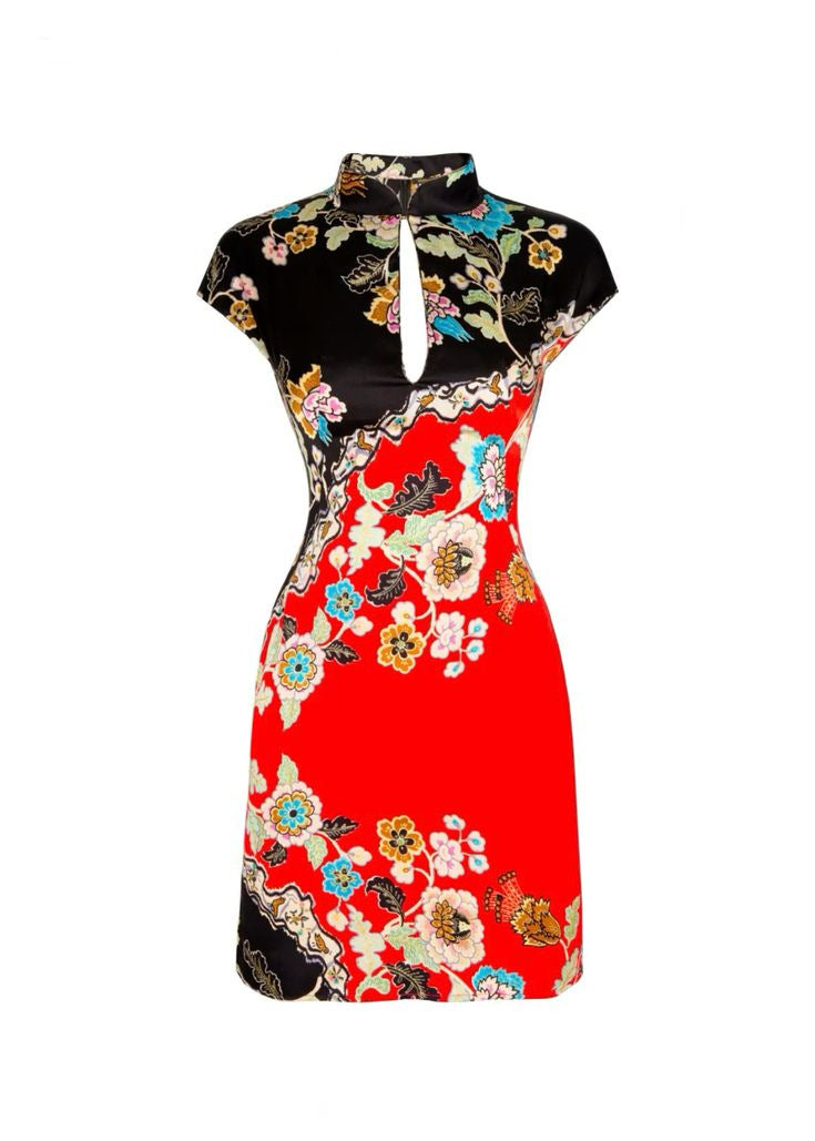 Mandarin-Collar Cheongsam mit Pflanzenprint – Bild 3 | LuxeStyle