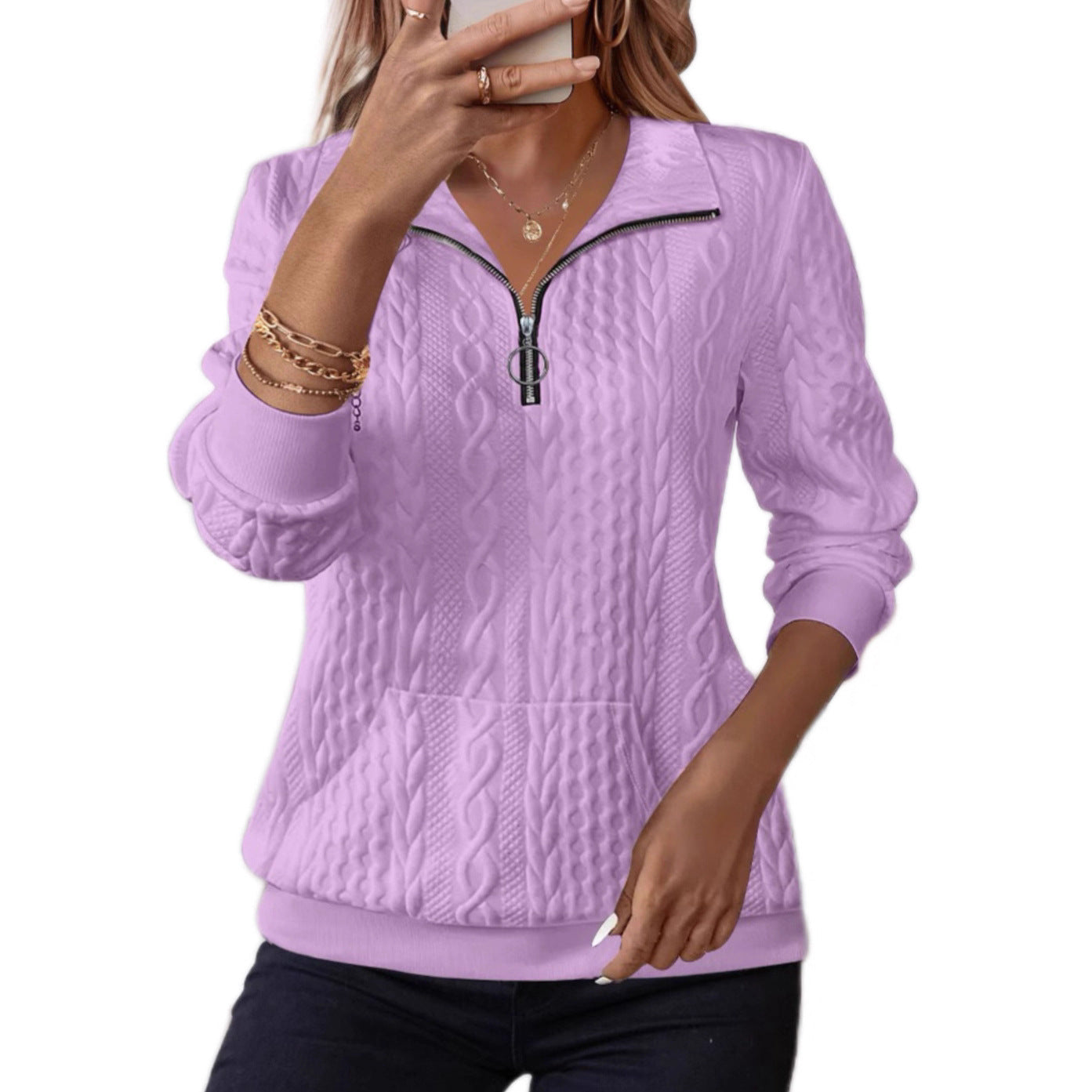 Kapuzenpullover mit halbem Reissverschluss für Damen