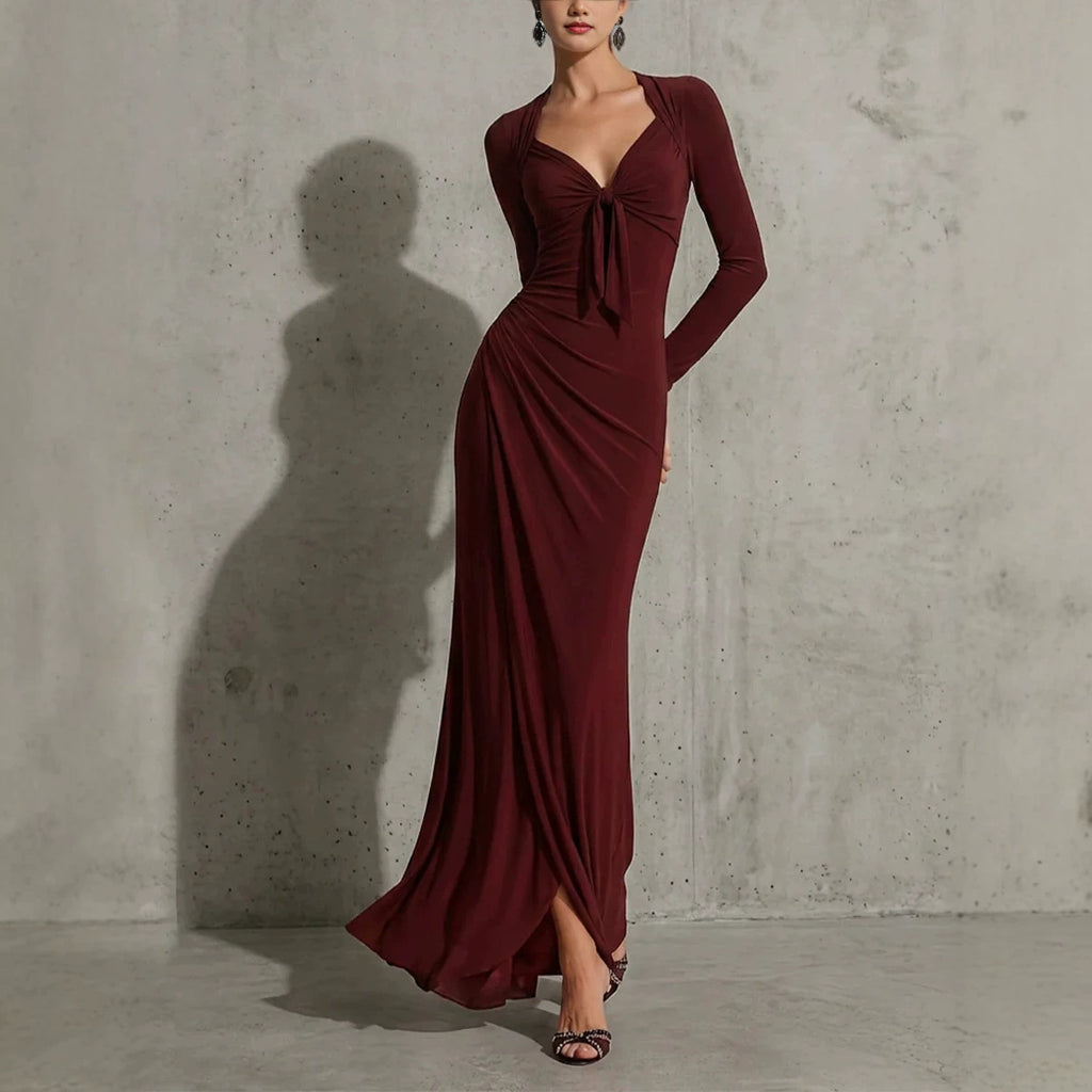 V-Ausschnitt Maxi-Kleid