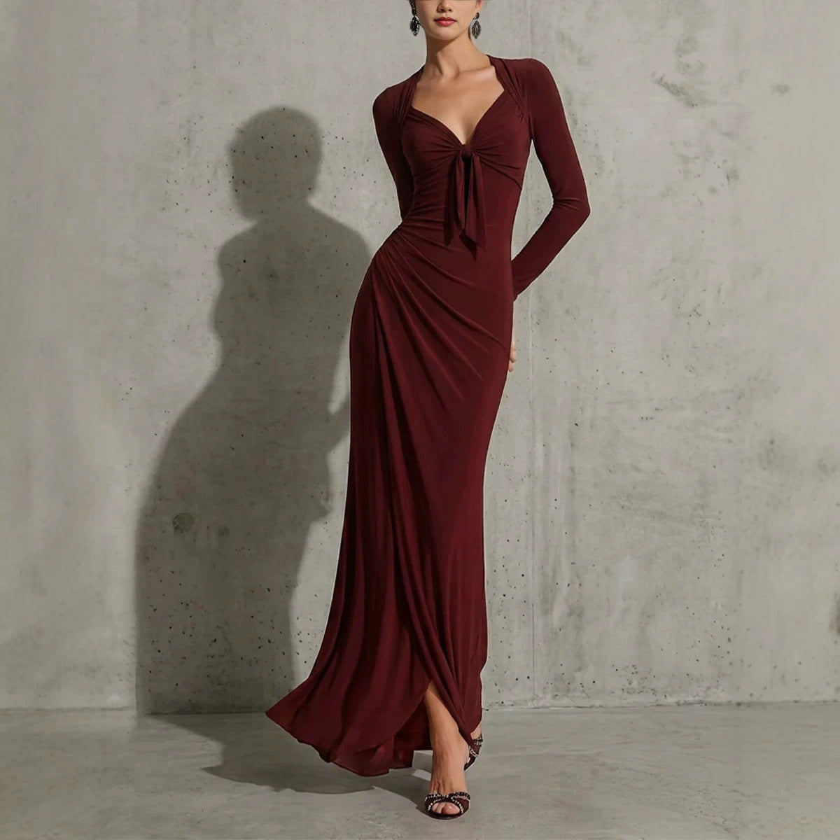 V-Ausschnitt Maxi-Kleid