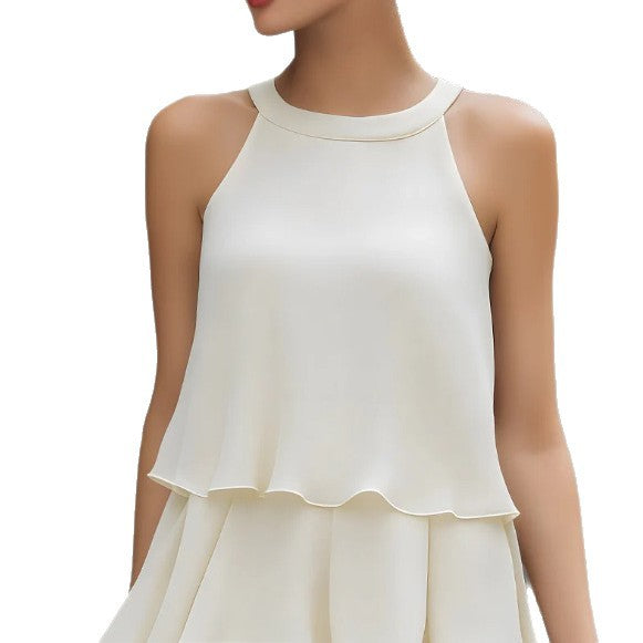 Ärmelloses gestuftes Chiffon-Minikleid – Bild 3 | LuxeStyle