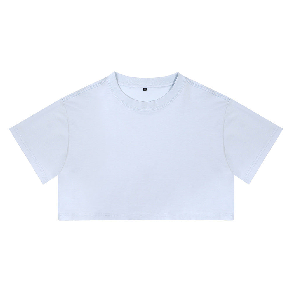Kurzes Baumwoll-Crop-Top mit Rundhals