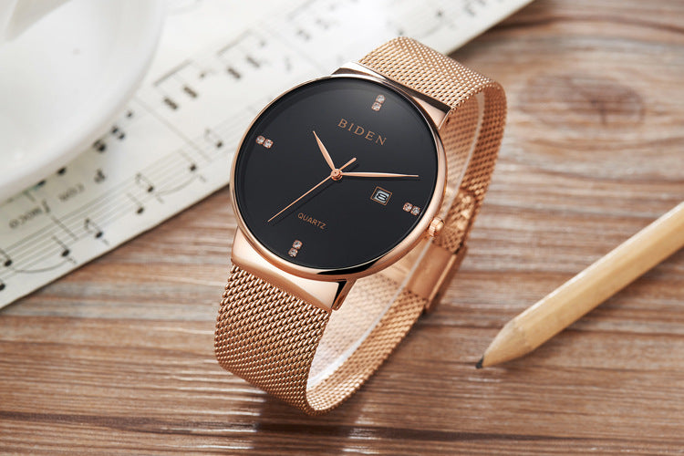Ultraflache Herrenuhr mit Milanaise-Armband – Bild 12 | LuxeStyle