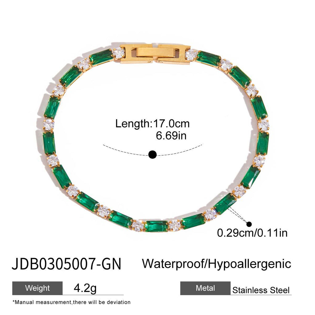 Champagner-Gold Armband mit grünem Herz – Bild 2 | LuxeStyle
