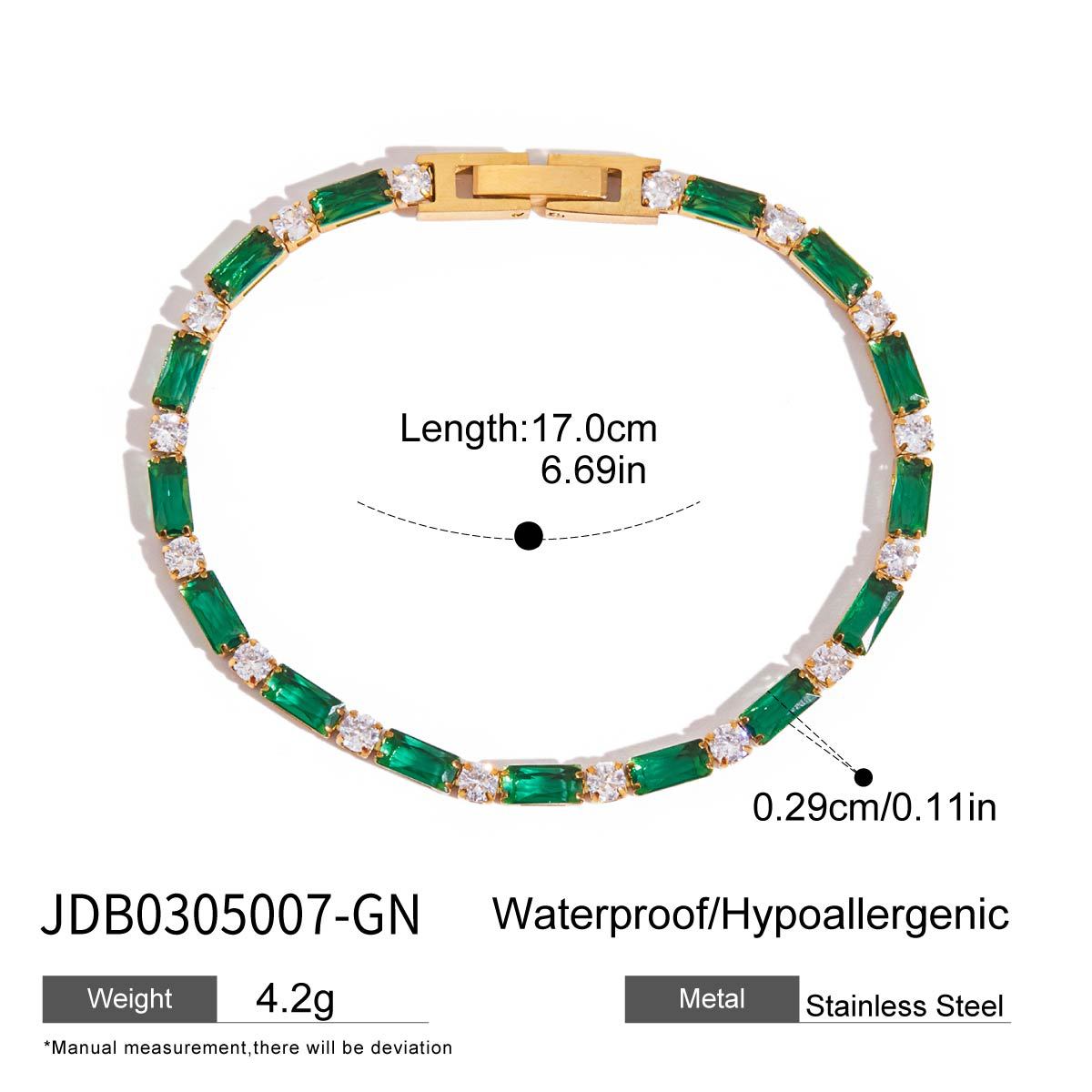 Champagner-Gold Armband mit grünem Herz – Bild 2 | LuxeStyle