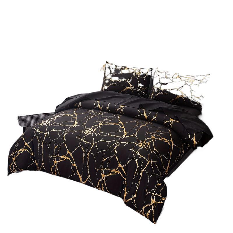 Marmor-Bettwäsche-Set mit Goldfolien-Muster
