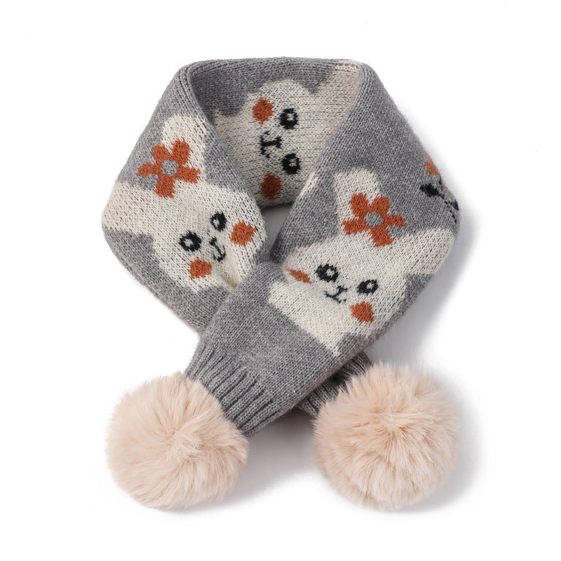 Gemusterter Strickschal mit Bären- und Kaninchenmuster – Bild 6 | LuxeStyle