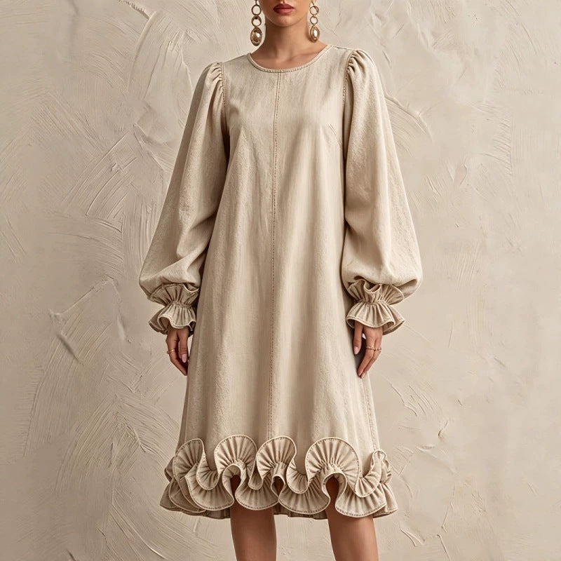 Französisches Puffärmel-Denim-Kleid – Bild 5 | LuxeStyle