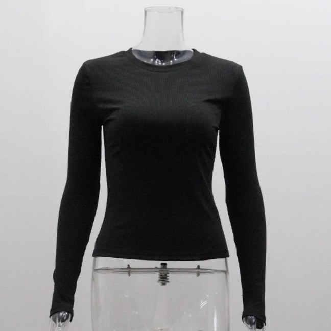 Rundhals Langarm-Pullover für Damen