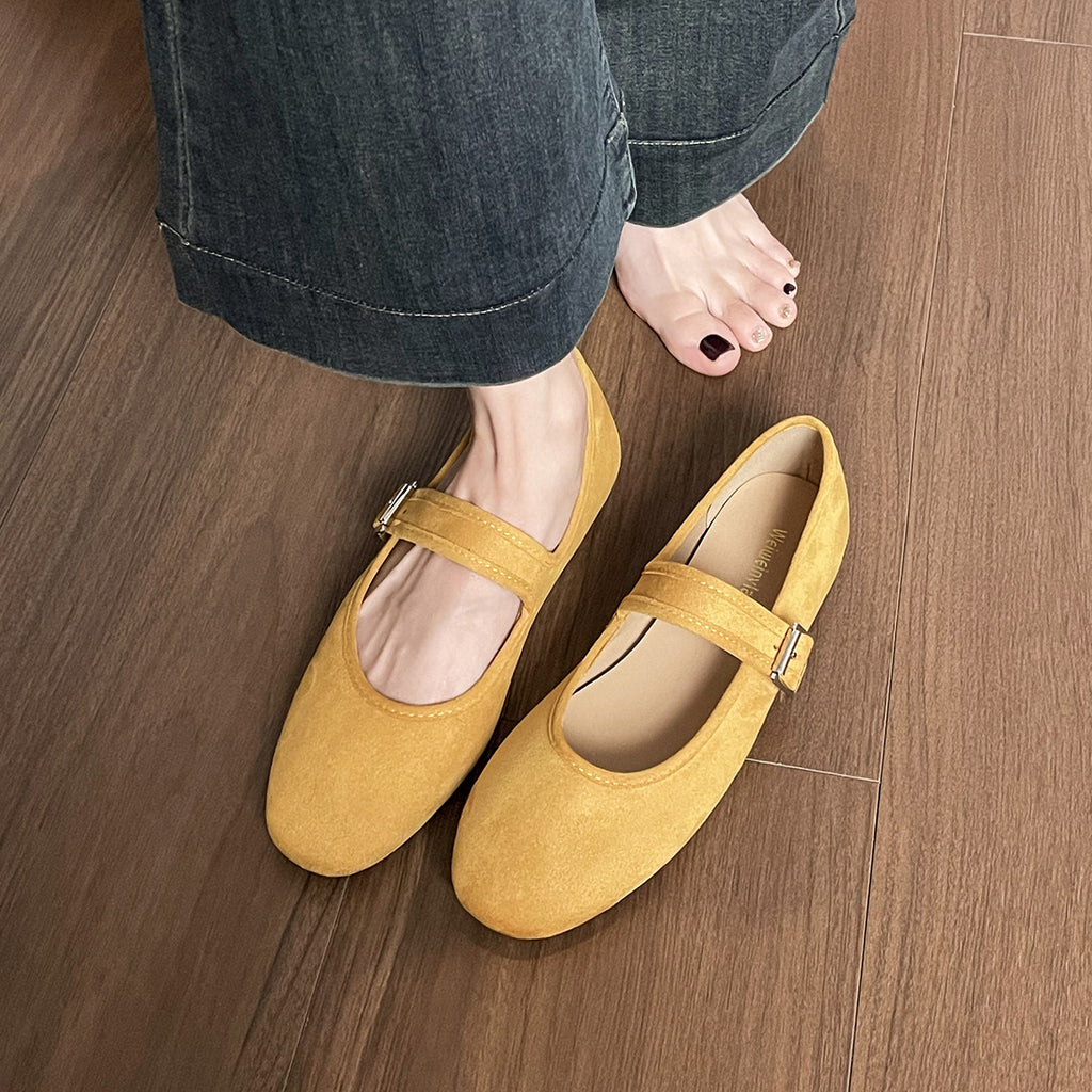 Damen Wildleder Ballerinas mit runder Kappe