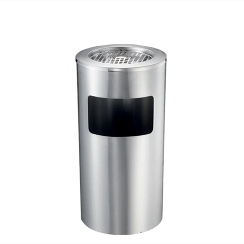 Rundes Abfalleimer aus Edelstahl (Silber) – Bild 5 | LuxeStyle