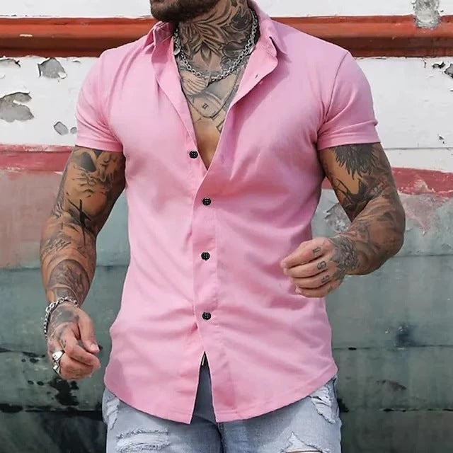 Stretch Shirt mit Kurzärmel und Kragen – Bild 3 | LuxeStyle