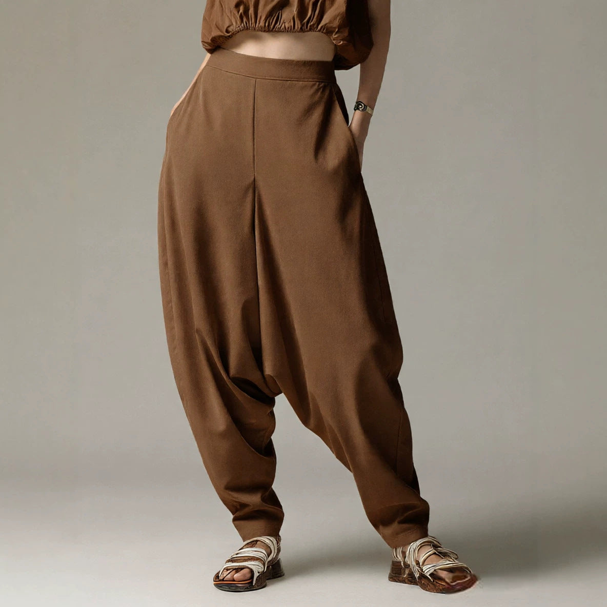 High-Waist Relaxed Fit Hose mit weitem Bein