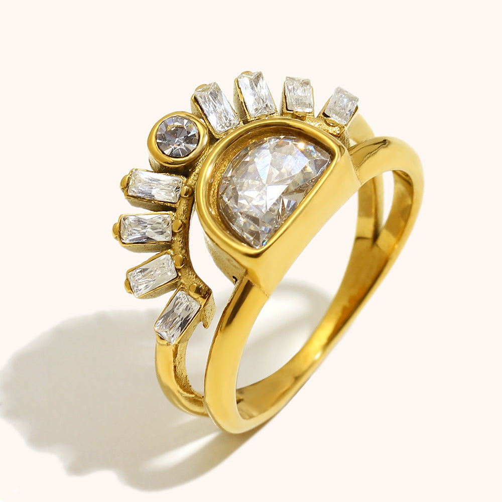 Retro-Doppelring «Sonne» aus Edelstahl – Bild 4 | LuxeStyle