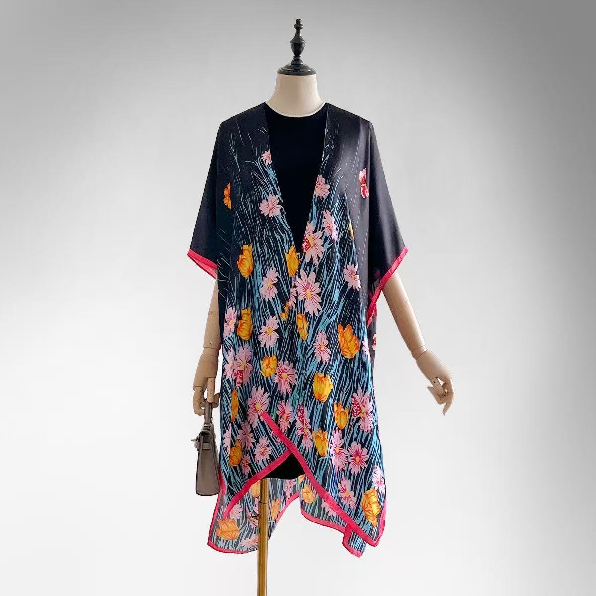 Sonnen-Schutz-Cape mit Blumendruck | LuxeStyle