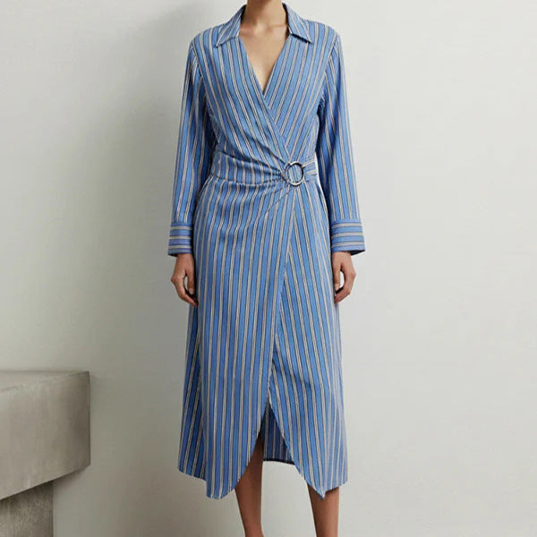 Blauer Striped-Langarm-Shirtrock – Bild 3 | LuxeStyle