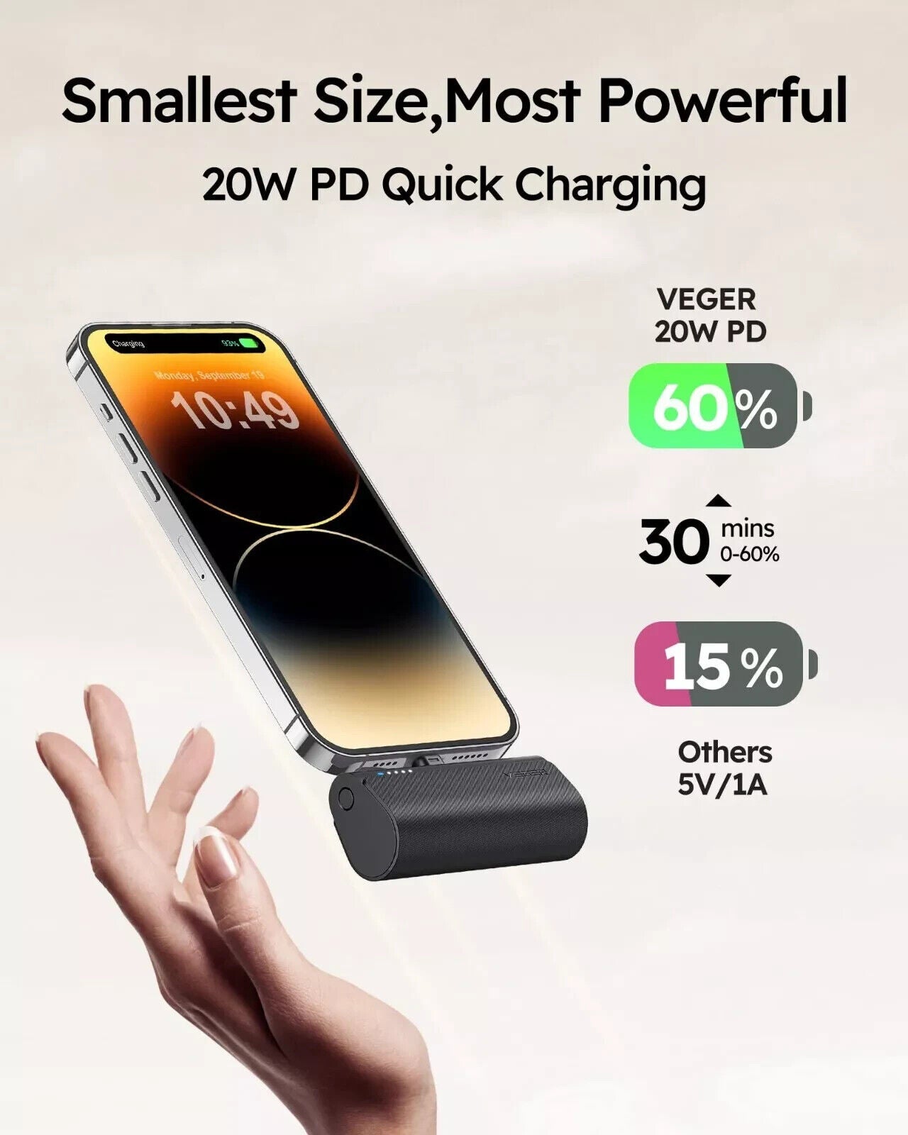Mini Powerbank 5000mAh mit 20W Fast Charge