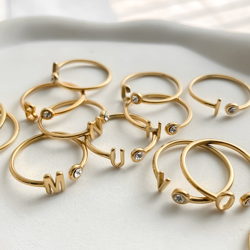 Edelstahlring mit 26 Buchstaben