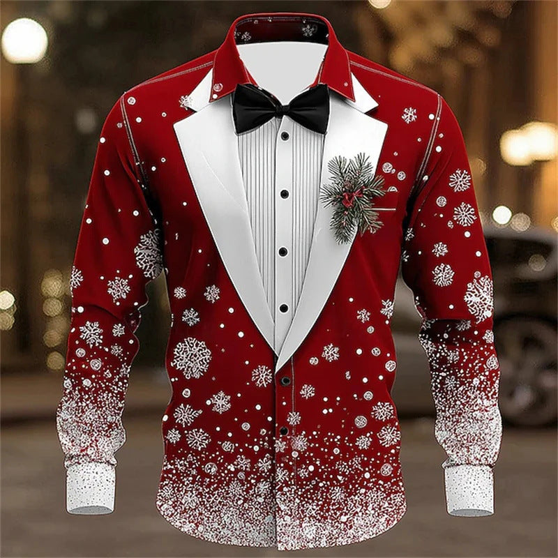 Herren Hemd mit Schneeflocken-Krawatten-Print – Bild 15 | LuxeStyle
