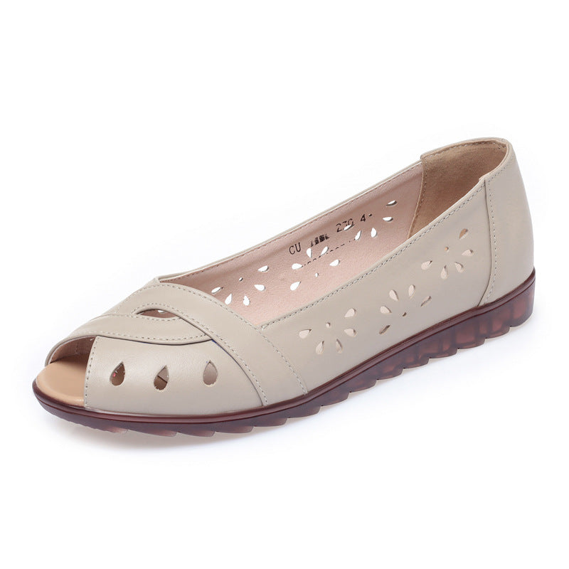 Peep Toe Sandalen flach, weiche Ledersohle – Bild 15 | LuxeStyle