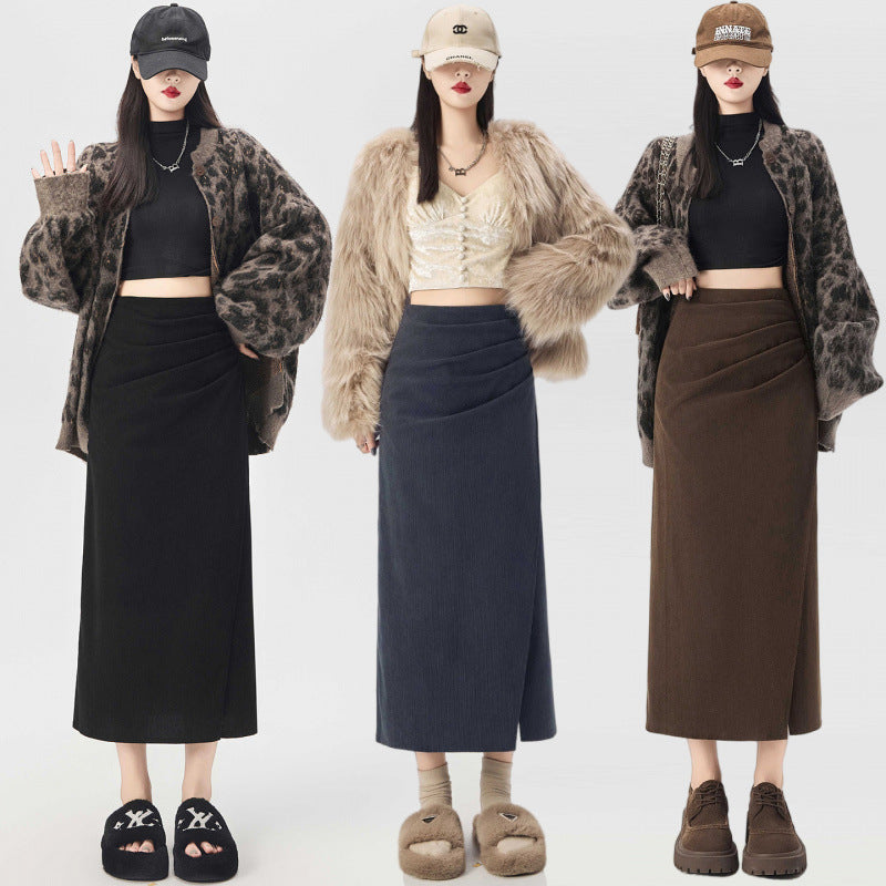 High-Waist Cordrock aus Feincord