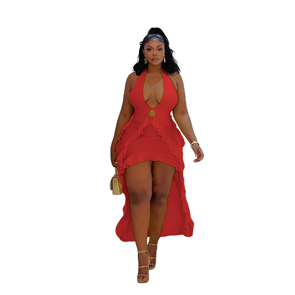 Damen Neckholder-Kleid mit V-Ausschnitt