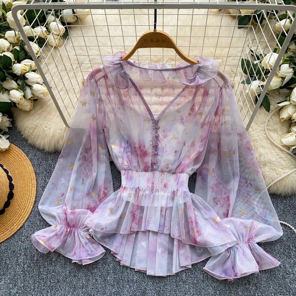 Chiffonbluse mit Schleife und Puffärmeln – Bild 11 | LuxeStyle
