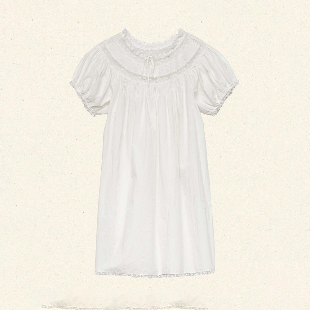Sommerneuankunft Rundhals-Patchworkkleid mit Lacesaum