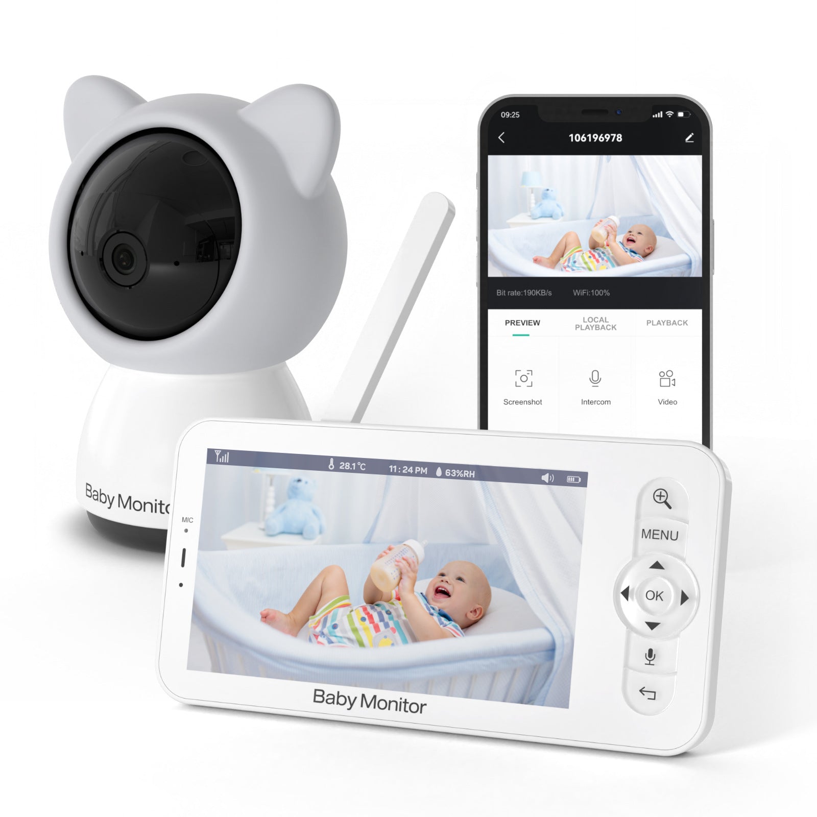 Babyphone mit HD-Kamera und App-Zugriff