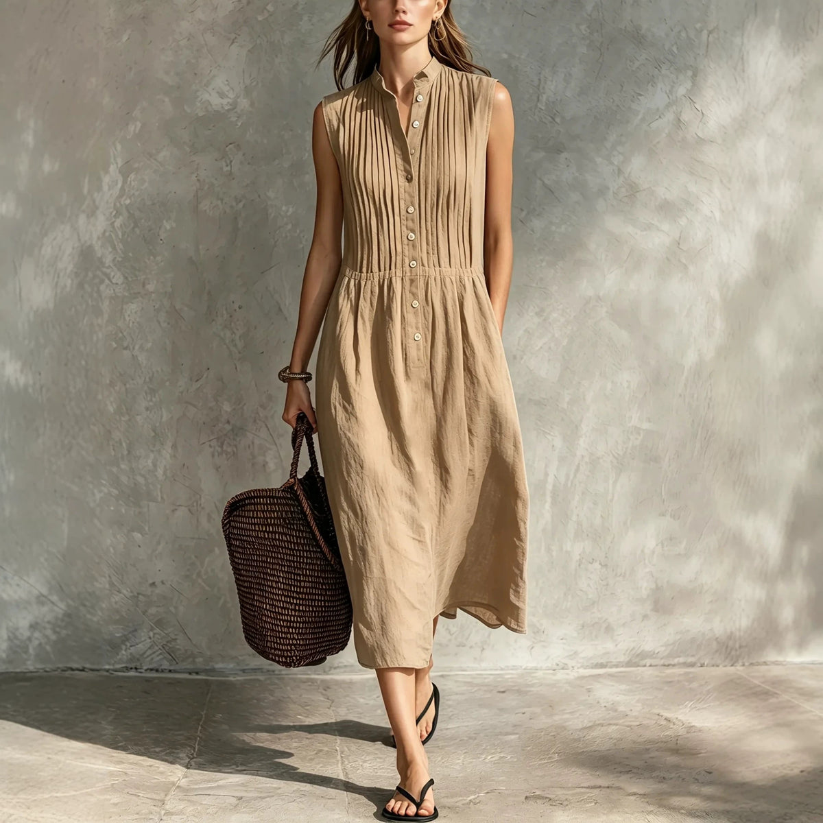 Elegantes ärmelloses Leinenkleid – Bild 8 | LuxeStyle