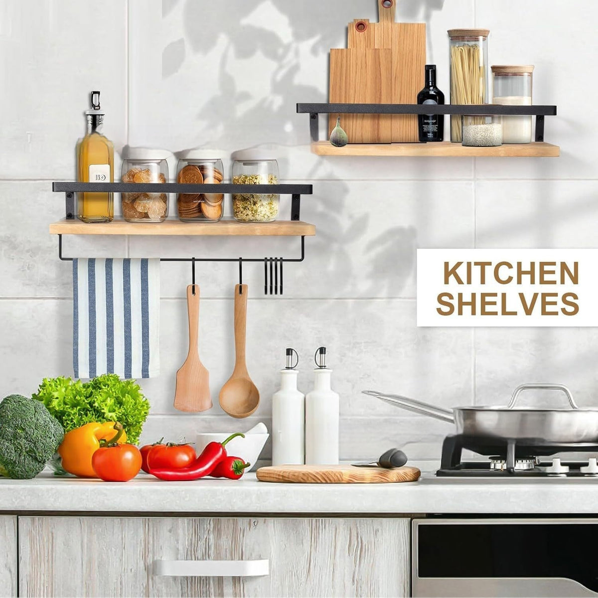 Wandregal Holz & Eisen | LuxeStyle