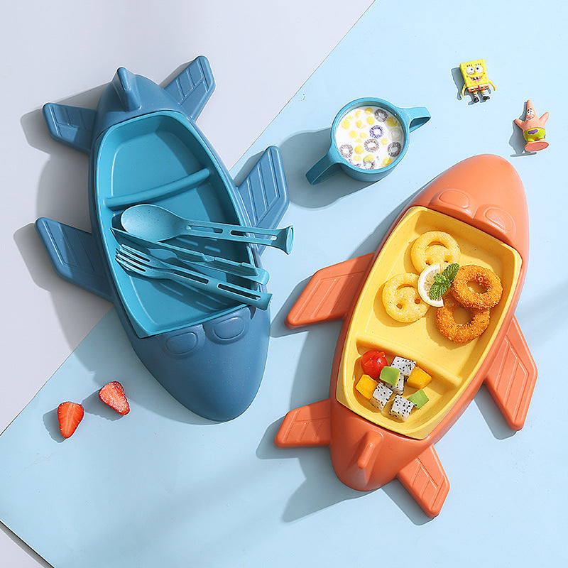 6-teiliges Kinder-Geschirr-Set in Flugzeug-Design
