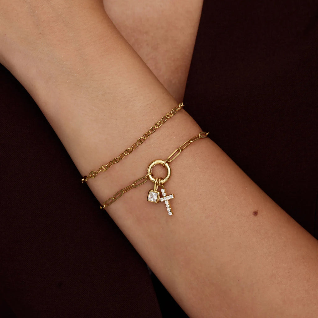Vergoldetes Paperclip Armband aus Edelstahl