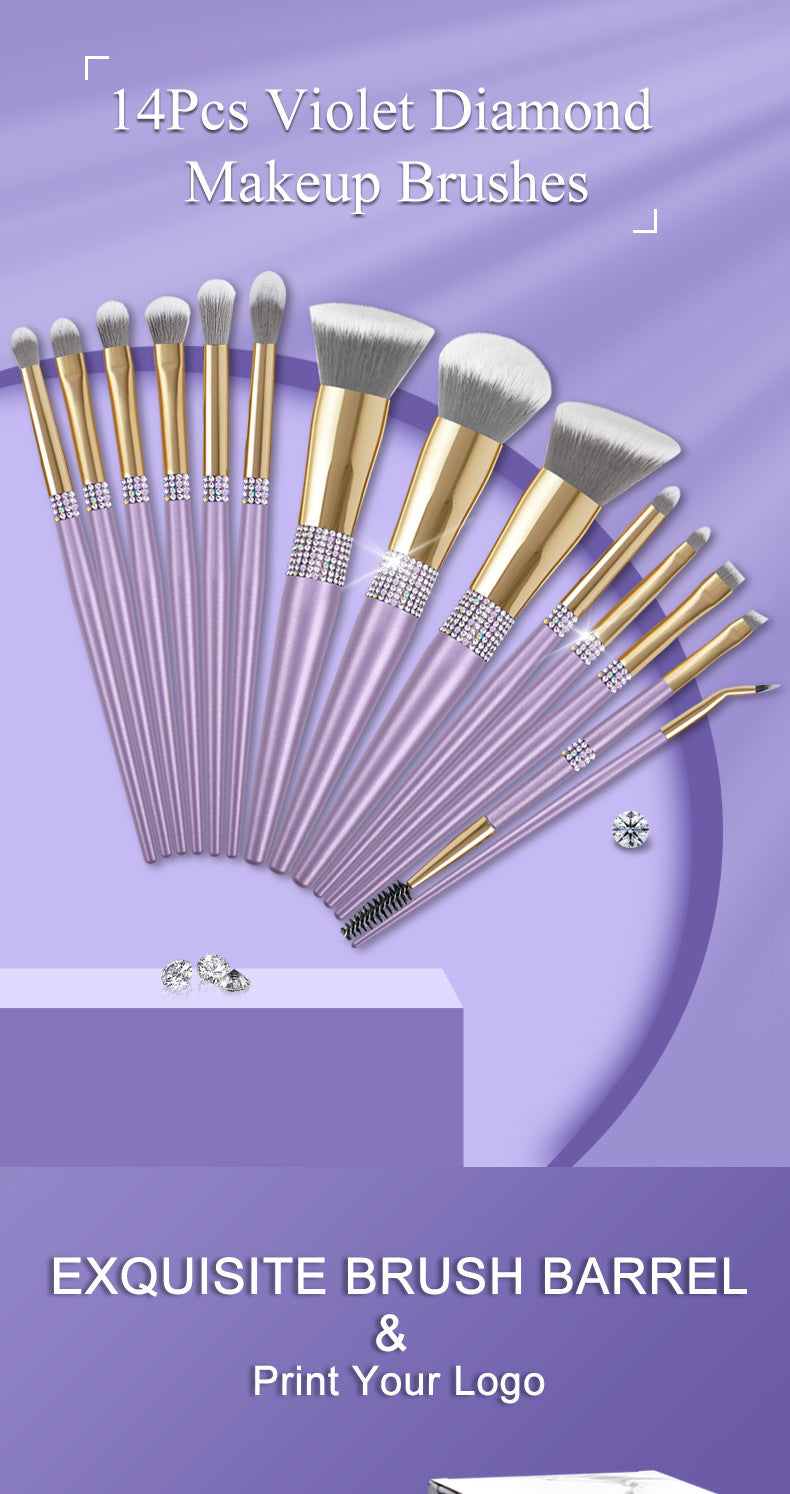 10 Make-up Pinsel-Set Flieder-Lila mit Diamant – Bild 2 | LuxeStyle