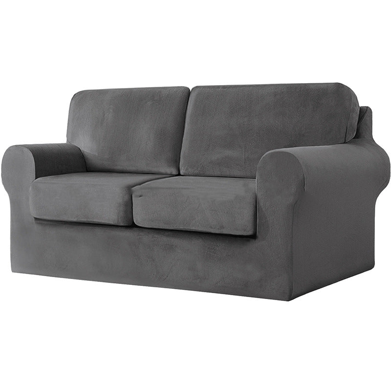 Stretch Samt Sofaüberzug "Silver Fox"
