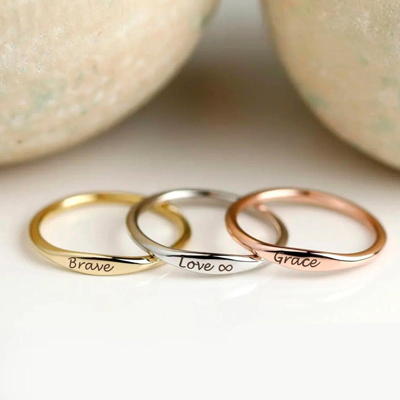 Edelstahlring mit Buchstaben