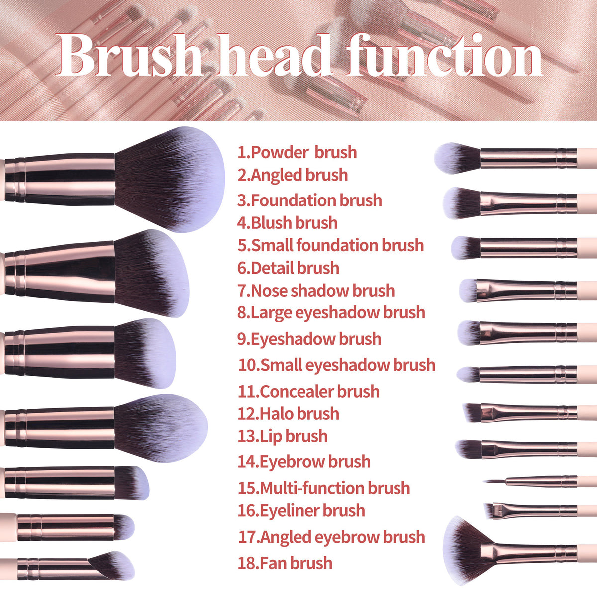 18 Make-up Pinsel-Set im rotierenden Köcher – Bild 3 | LuxeStyle