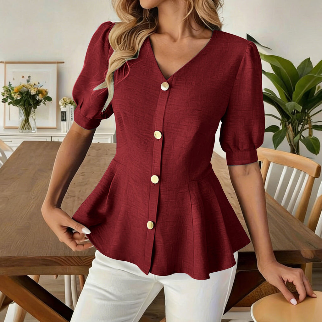 V-Ausschnitt Slim-Fit Figure-Lifting Shirt – Bild 11 | LuxeStyle