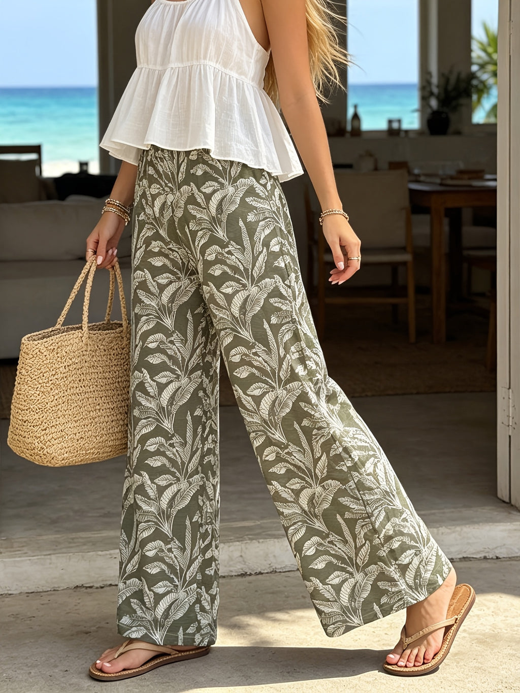 High-Waist Loose Fit Stoffhose