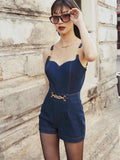 Figurformender Jeans-Jumpsuit mit hohem Bund