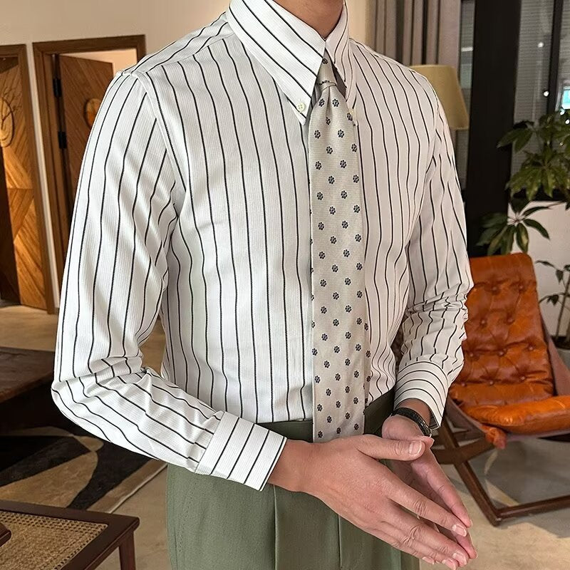 Vintage Langarmhemd mit Streifen – Bild 2 | LuxeStyle