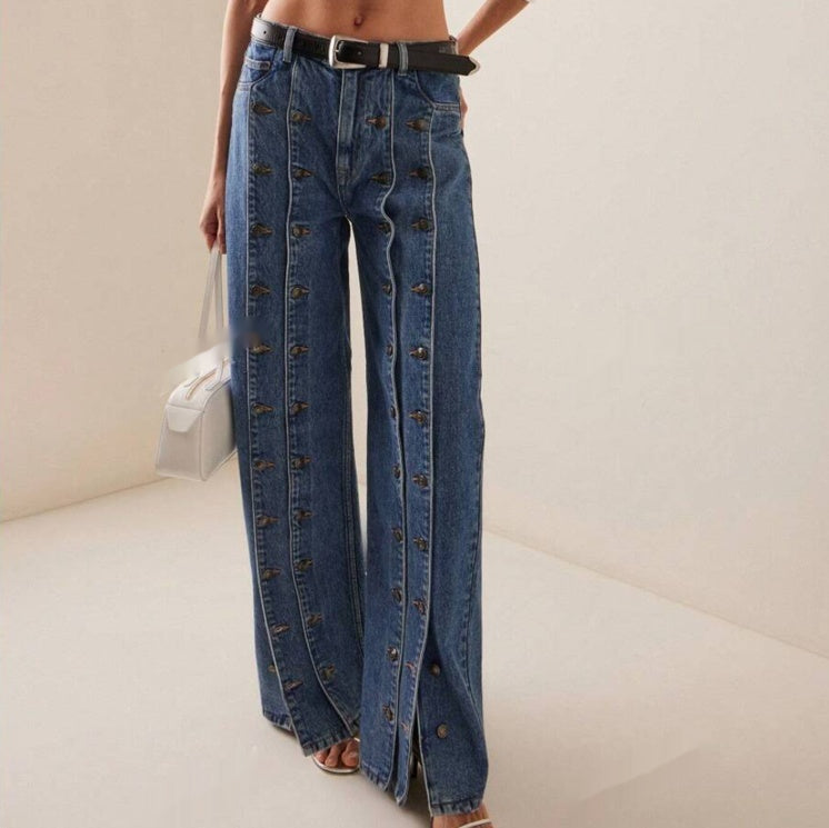 Blaues Straight-Jeans