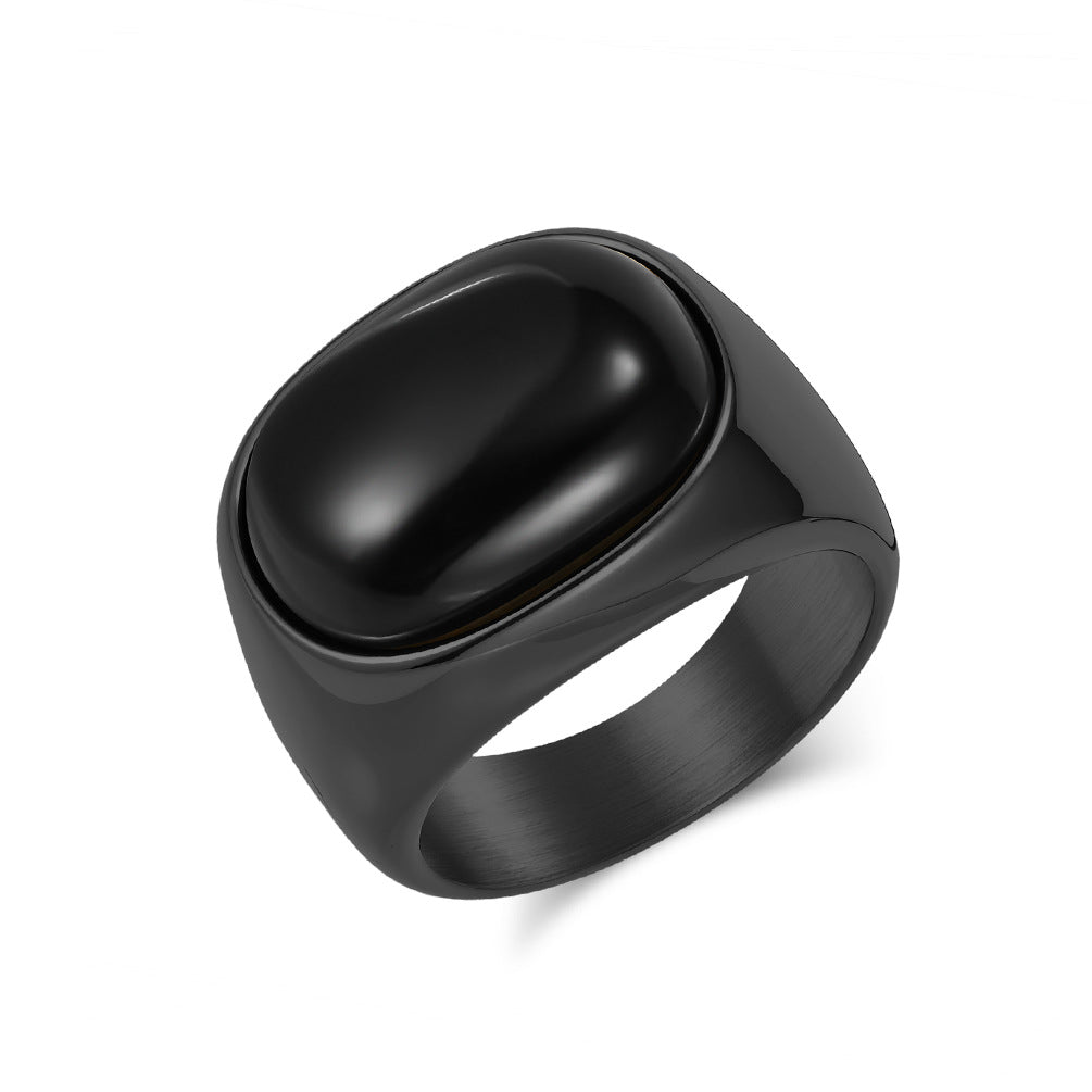 Titanstahl-Ring mit Tigerauge oder Onyx – Bild 5 | LuxeStyle