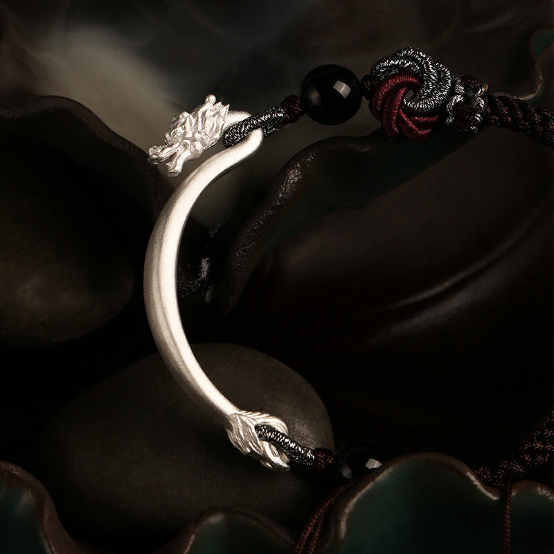Silber Armband mit Drachenknoten und Kordel | LuxeStyle