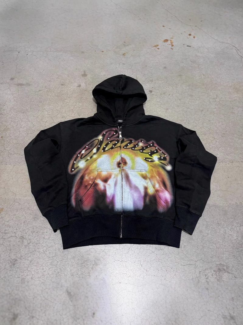 Kapuzenpullover mit Letter-Graffiti-Print